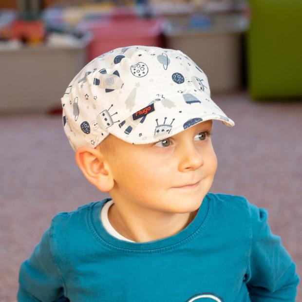 Detský bavlnený klobúk s potlačou rakety
